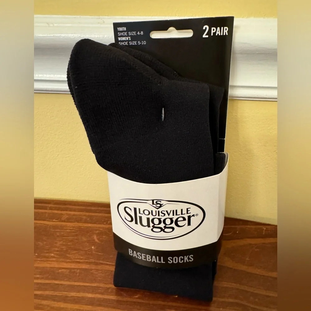 2 pair Louisville Slugger Baseball Socks Youth 4-8 or Women's 5-10 (NWT)